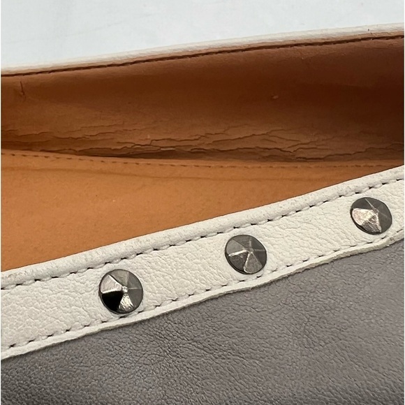 J Crew Gray Cream Trim Studded Embellished Ballet Flats Size 8 1/2 Women's - Picture 13 of 15